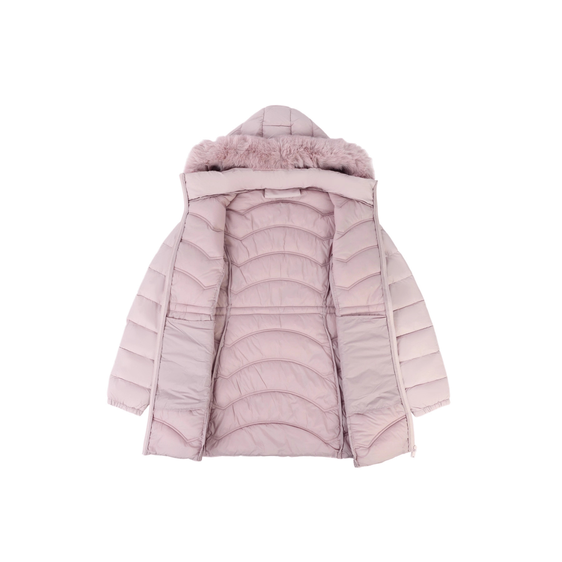 Women's Coat With Detachable Fur-trimmed Hood And A Cinched Waist For A Slimming Fit - Image 3