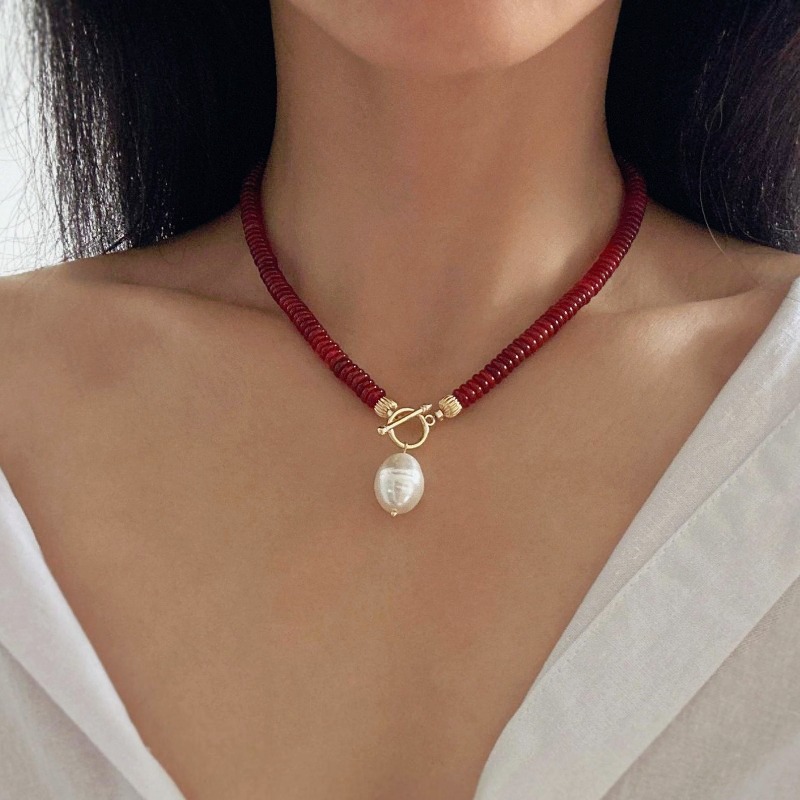 New Chinese-style Retro Red Bead Necklace For Women