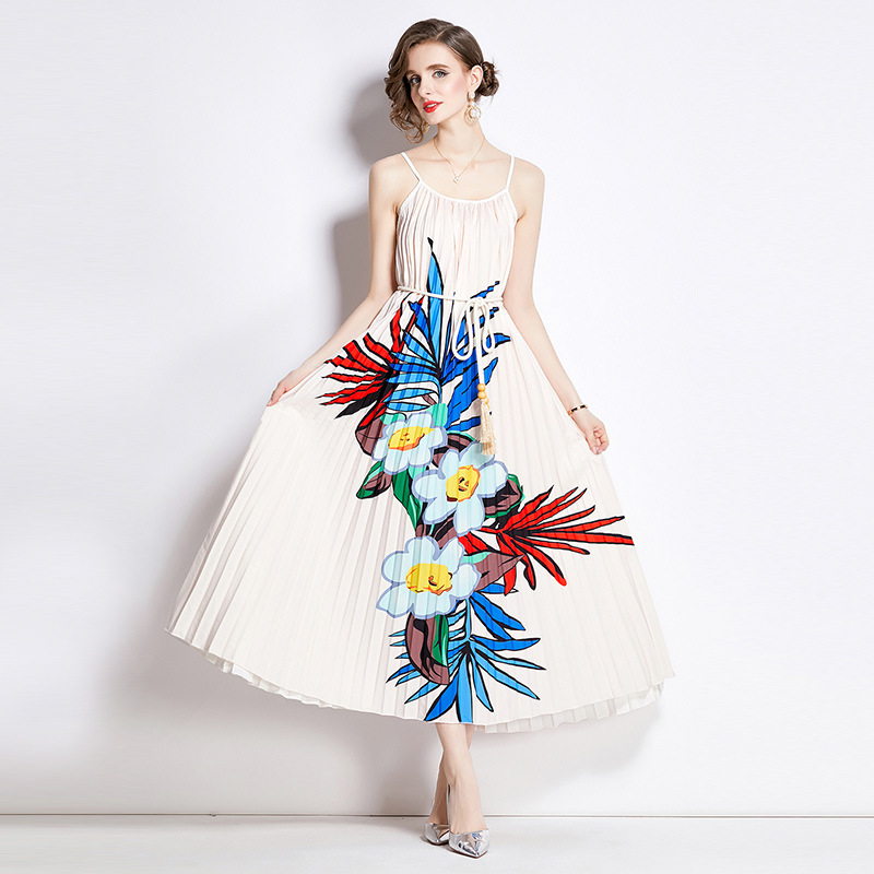 Printed Pleated Long Dress, picture 5 of 5