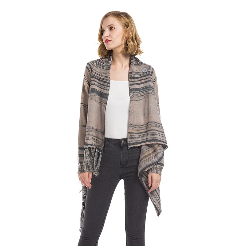 Cardigan Coat Plus Size Sweater - Gray
