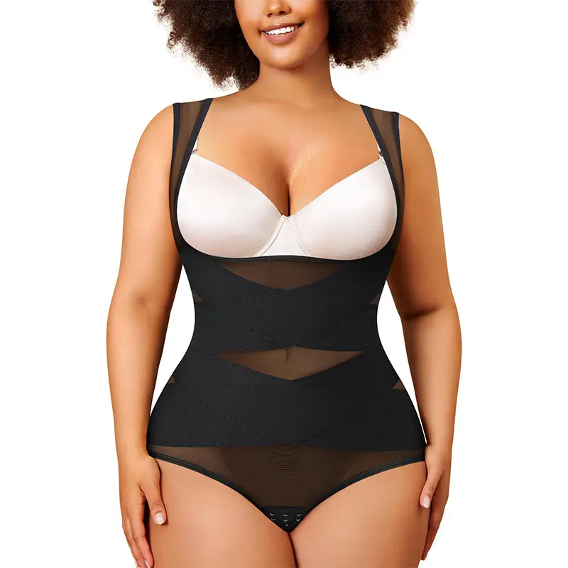 Postpartum Belly Contracting Corset Mesh Body Shaping Jumpsuit