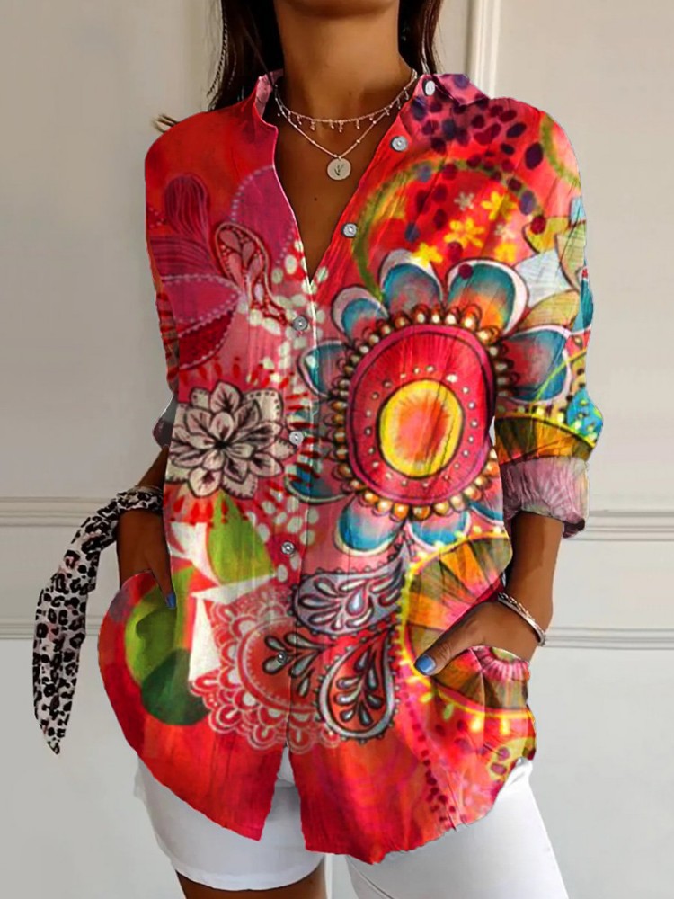 Women's Drop shoulder Sleeve 3D Digital Printing Long sleeved Shirt Yo54902 2Xl - Shop at LoveMi