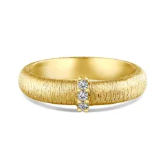 Sterling Silver Ring Women's Fashion Brushed Craft Micro Inlaid Zircon Ring - Gold - View 1