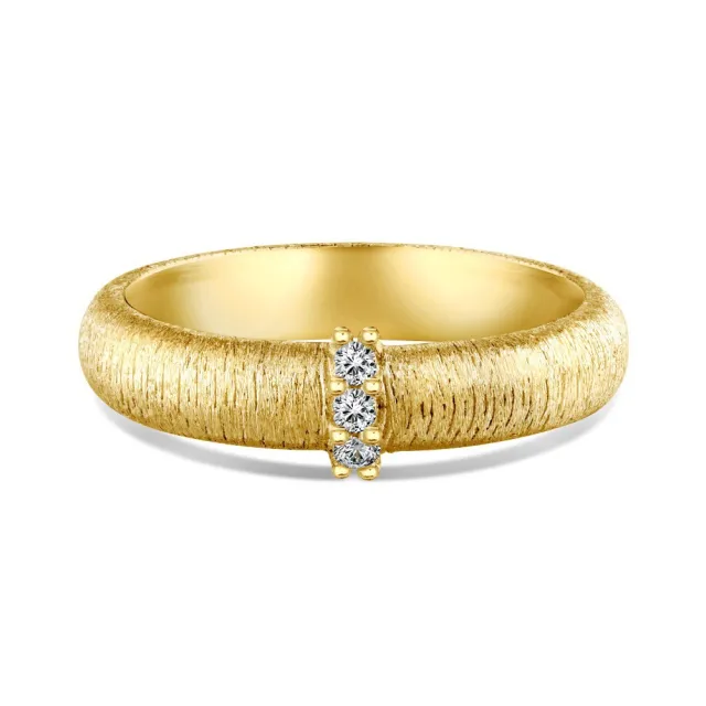 Sterling Silver Ring Women's Fashion Brushed Craft Micro Inlaid Zircon Ring Gold - Shop at LoveMi