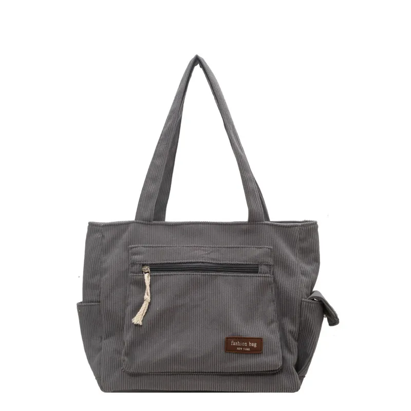 Large Capacity Woven Handbag Big Bag Women's New Canvas - Grey