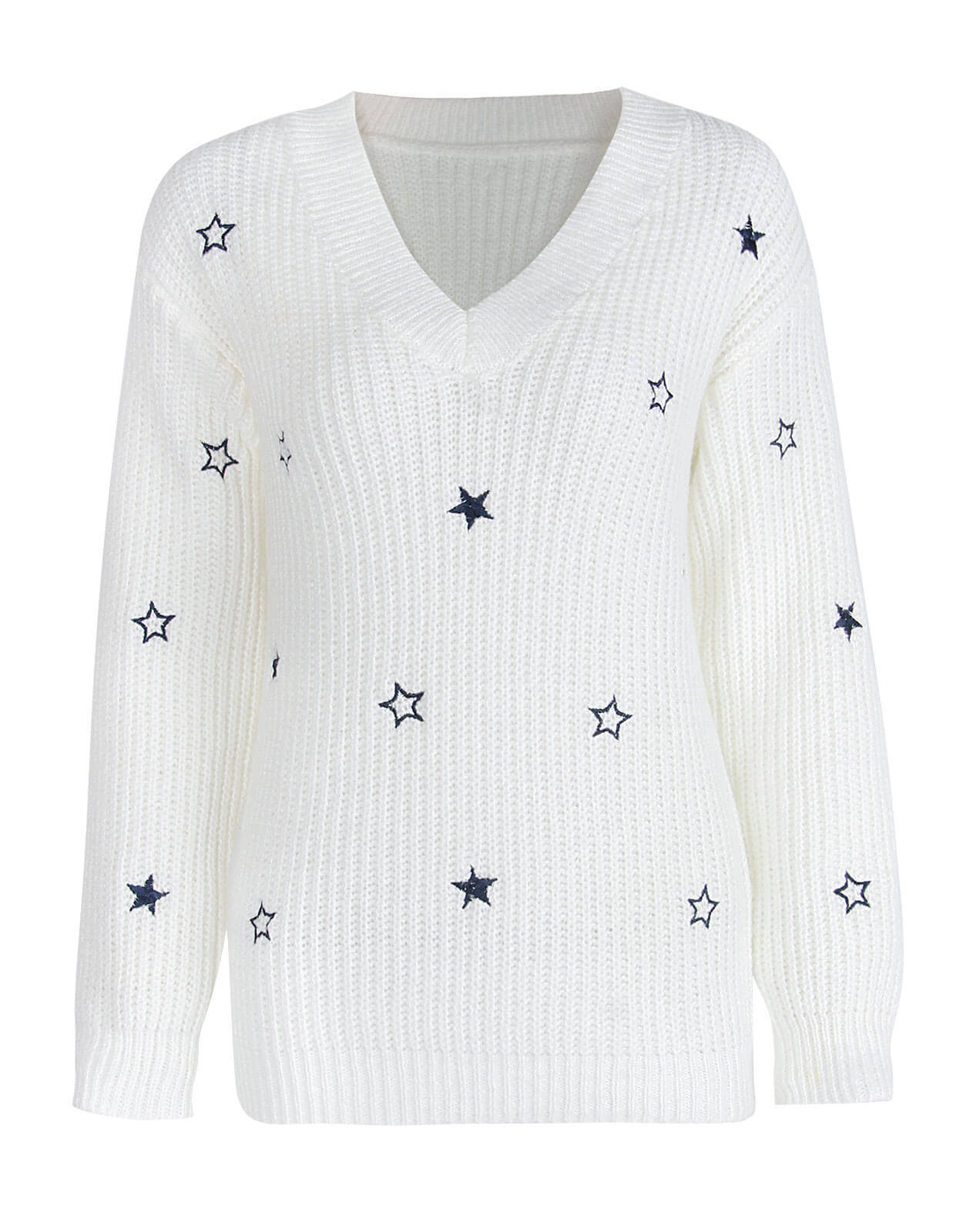 Title 7, New Commuter V-Neck Solid Little Star Embroider...