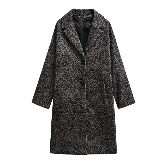 Women's Loose Blended Animal Print Coat Leopard - Shop at LoveMi