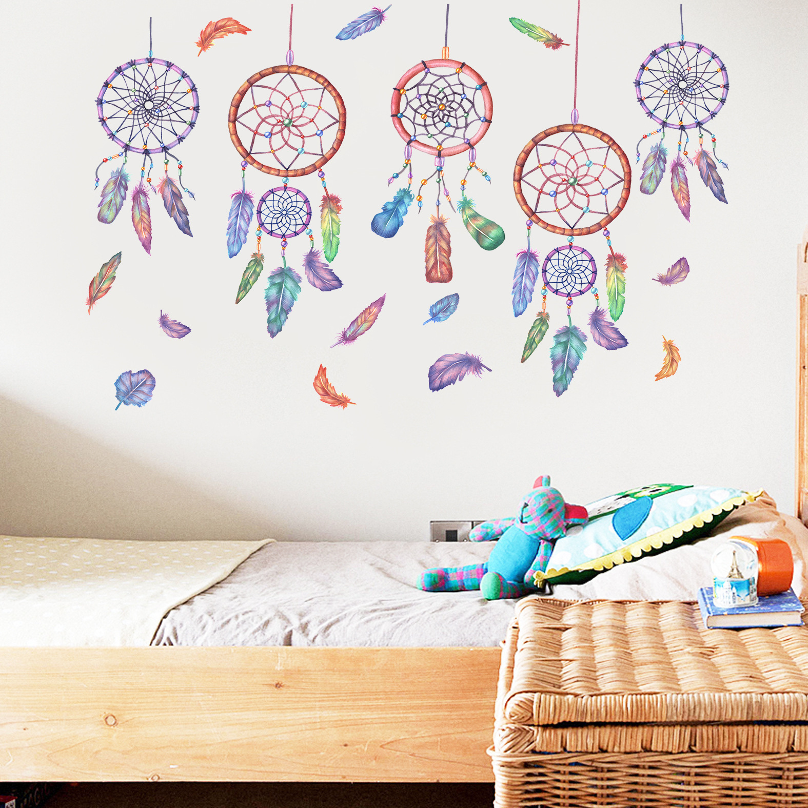 Title 5, Wall Stickers Wind Chimes Feather Romantic And ...