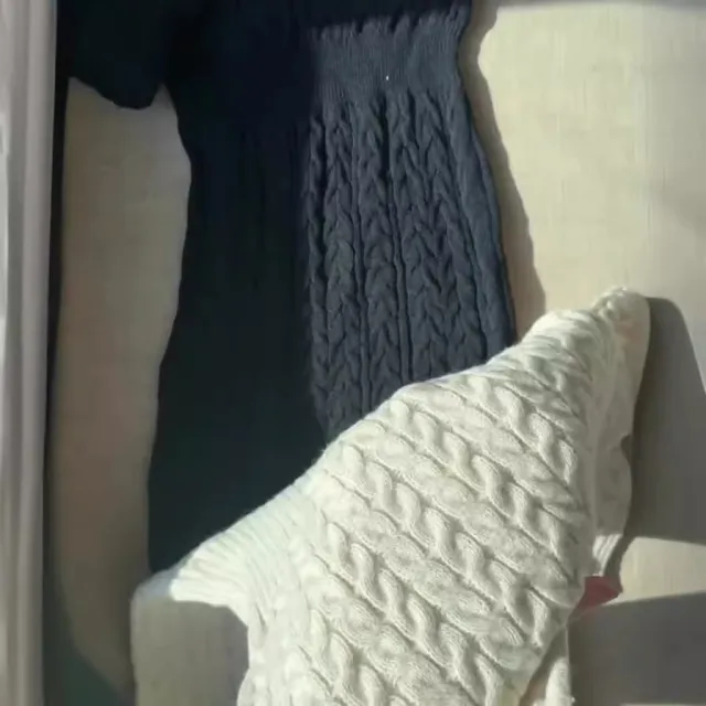 Embossed Zipper Casual Knitted Dress Women Black - Shop at LoveMi