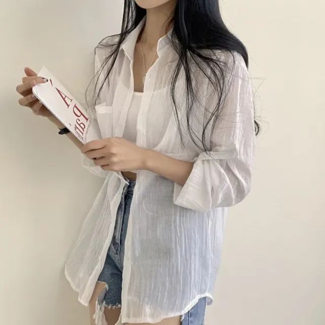 Women's Long sleeved Sun proof Lightweight Blouse White - Shop at LoveMi