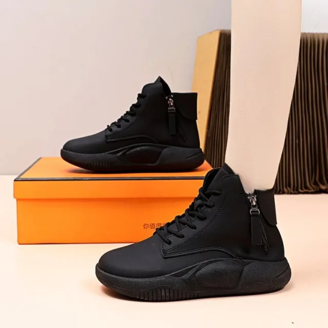 Women's Autumn And Winter Fleece lined Platform Ankle Boots Black - Shop at LoveMi