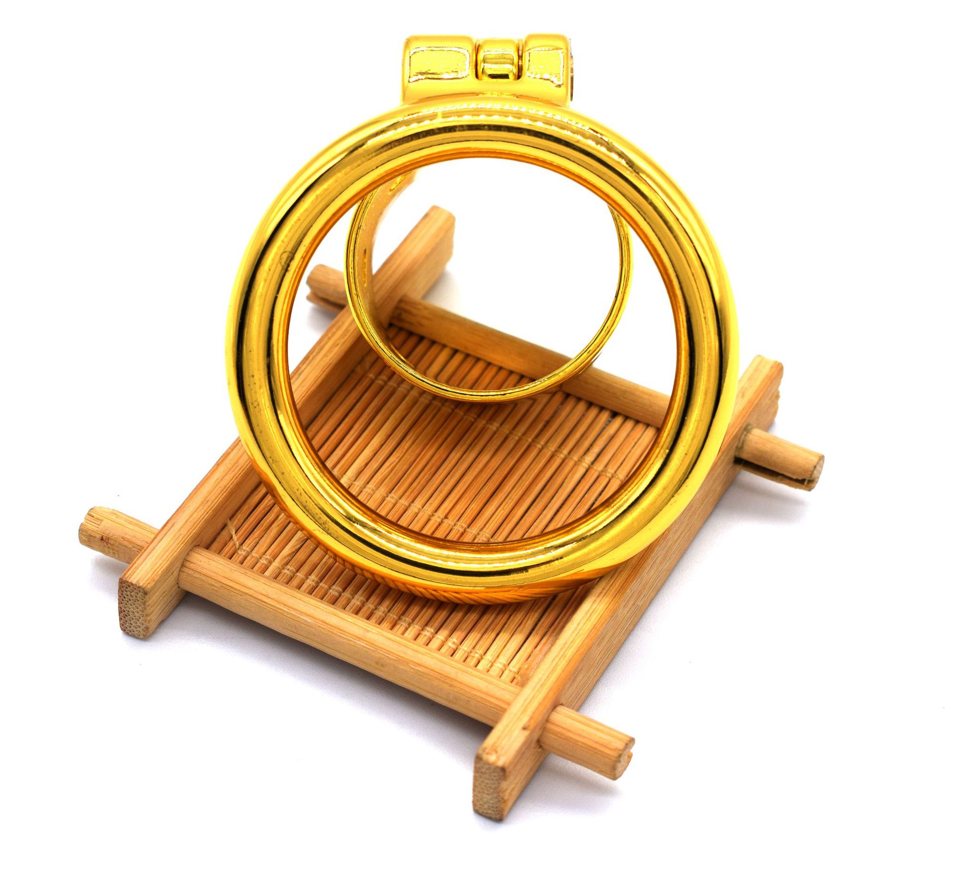 Stainless Steel Gold-plated Straight Eight-hole Chastity Lock 13