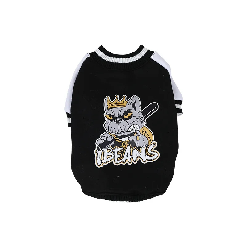 Fleece-lined Warm Baseball Shirt Pet Clothes - Black