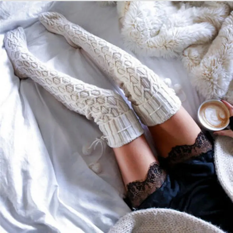 Twist Over The Knee Stockings Bunching Socks