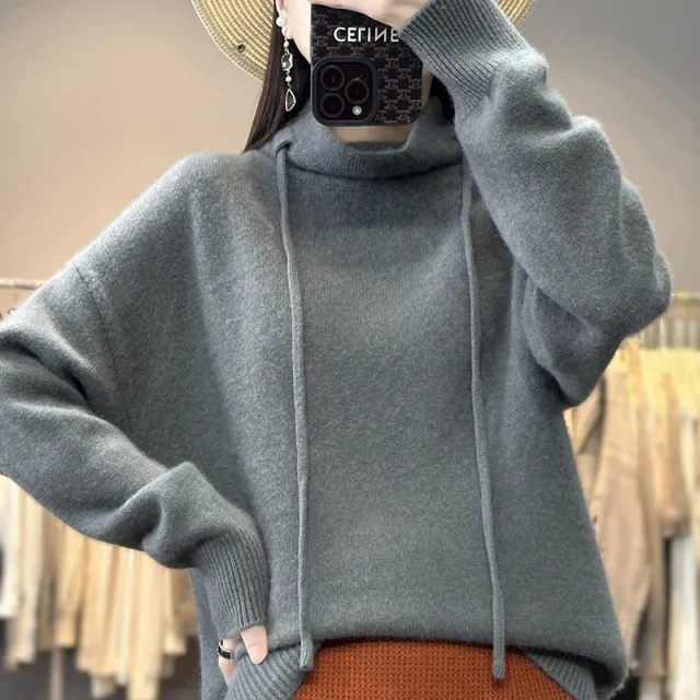 Women's Knitted Bottoming Sweater Cashmere Sweater Elephant Gray - Shop at LoveMi