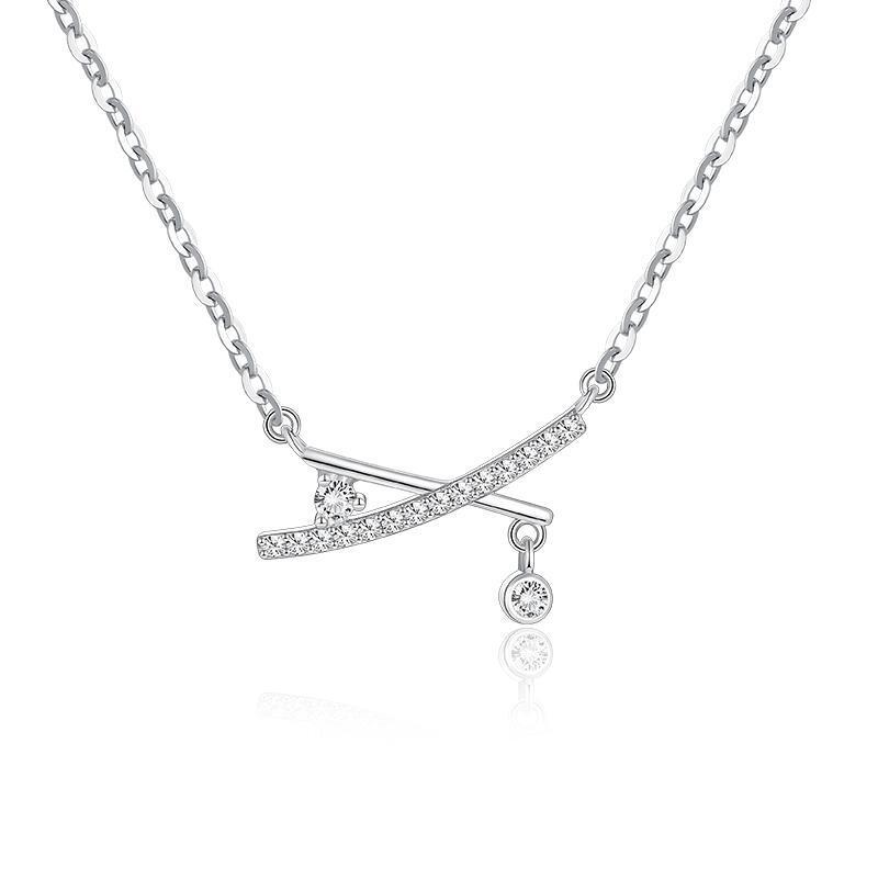 Women's Sterling Silver Cross Zircon Necklace