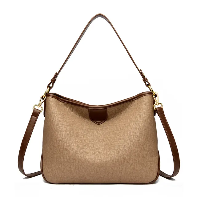 Bucket Bag Women's Leather Large capacity Crossbody Bag Khaki - Shop at LoveMi