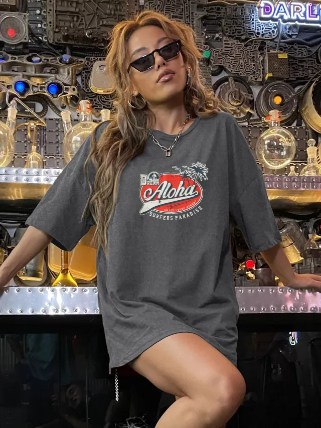 Casual Fashion Women's Round Neck Loose T shirt 660 Style - Shop at LoveMi
