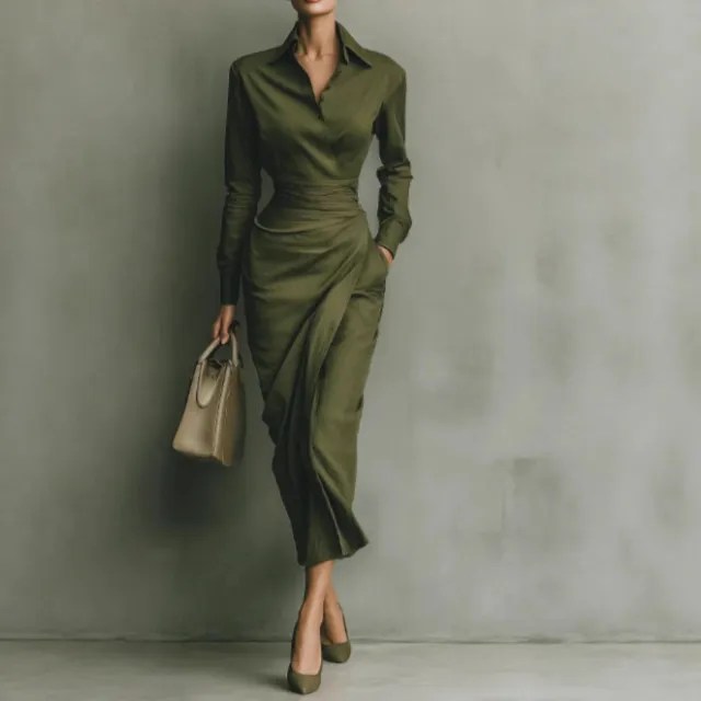 New Slim fit Long sleeved Dress For Women Green - Shop at LoveMi