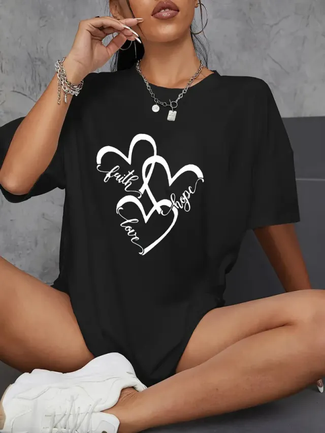 European And American Valentine's Day Love Round Neck Women's Top Hs27 Xxxl - Shop at LoveMi