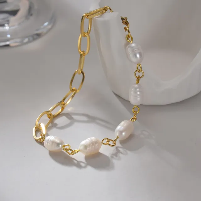 Women's 14K Gold Stitching Pearl Special interest Design High grade Bracelet Gold - Shop at LoveMi