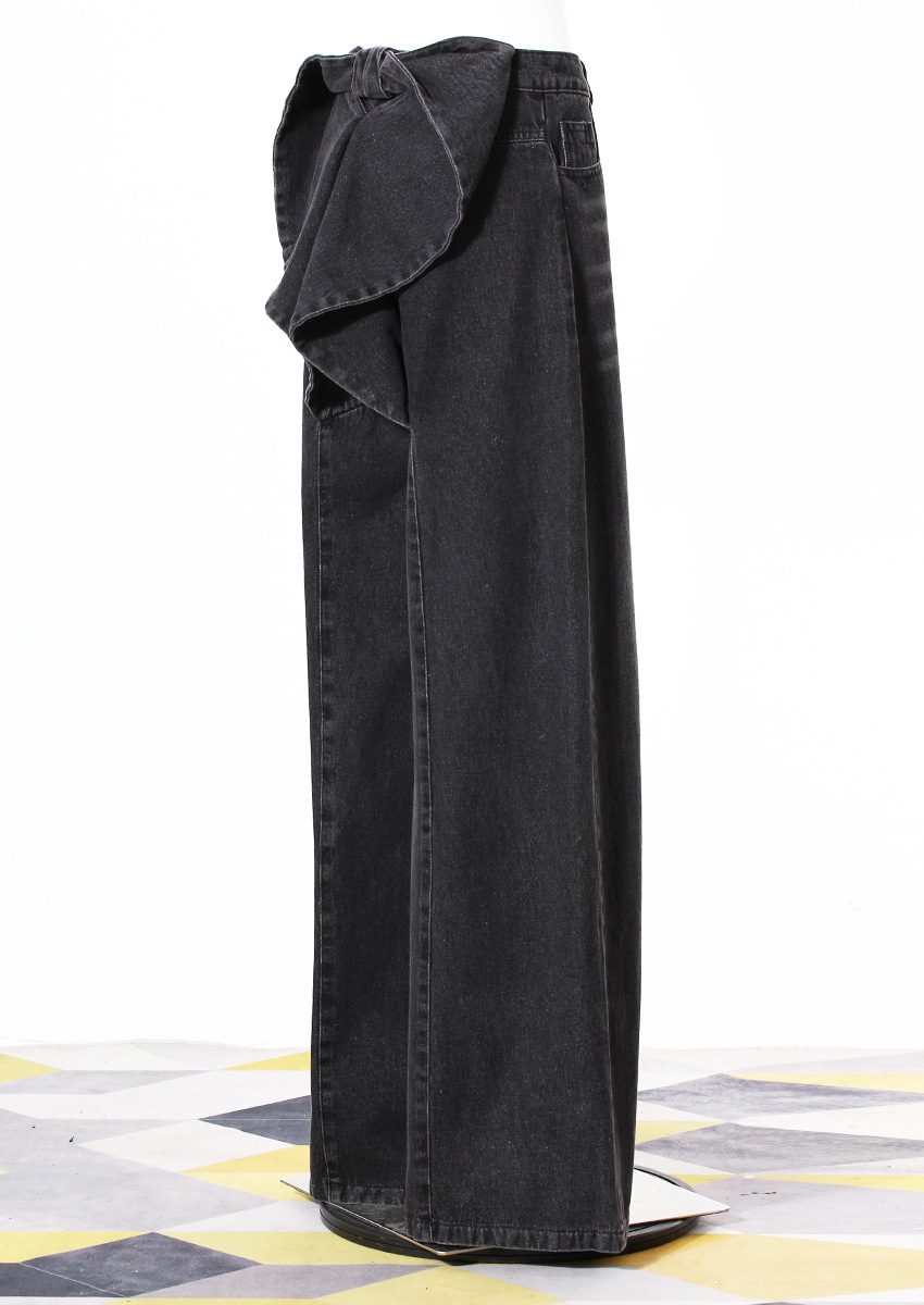Niche Designer Jeans Butt Bow Decoration Slimming Straight Pants