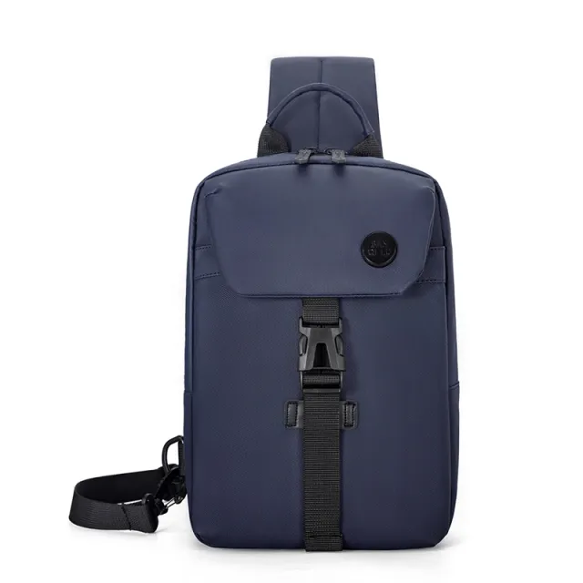 Men's Casual Backpack Large Capacity Shoulder Trendy Simple Design Practical Slanted Chest Bag Navy - Shop at LoveMi