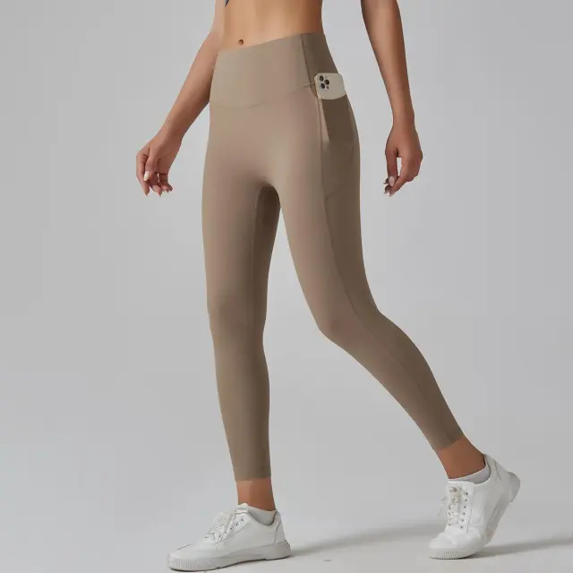 High strength Skinny Yoga High Waist Belly Contracting Sports Quick drying Fitness Pants Khaki - Shop at LoveMi