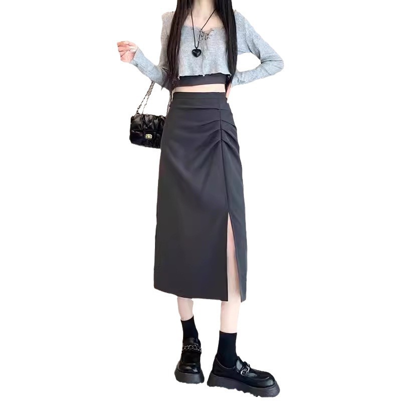 Womens Stylish High-waisted Slimming Split Skirt