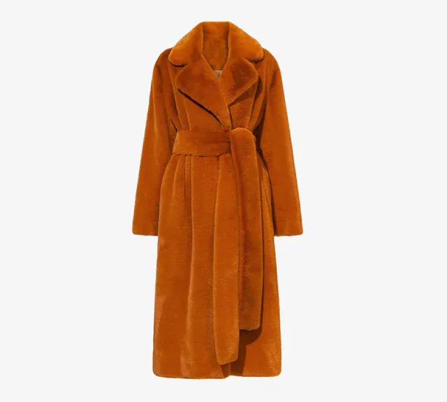 Long Rabbit Fur Mink Overcoat Thickened Fleece Coat Caramel - Shop at LoveMi
