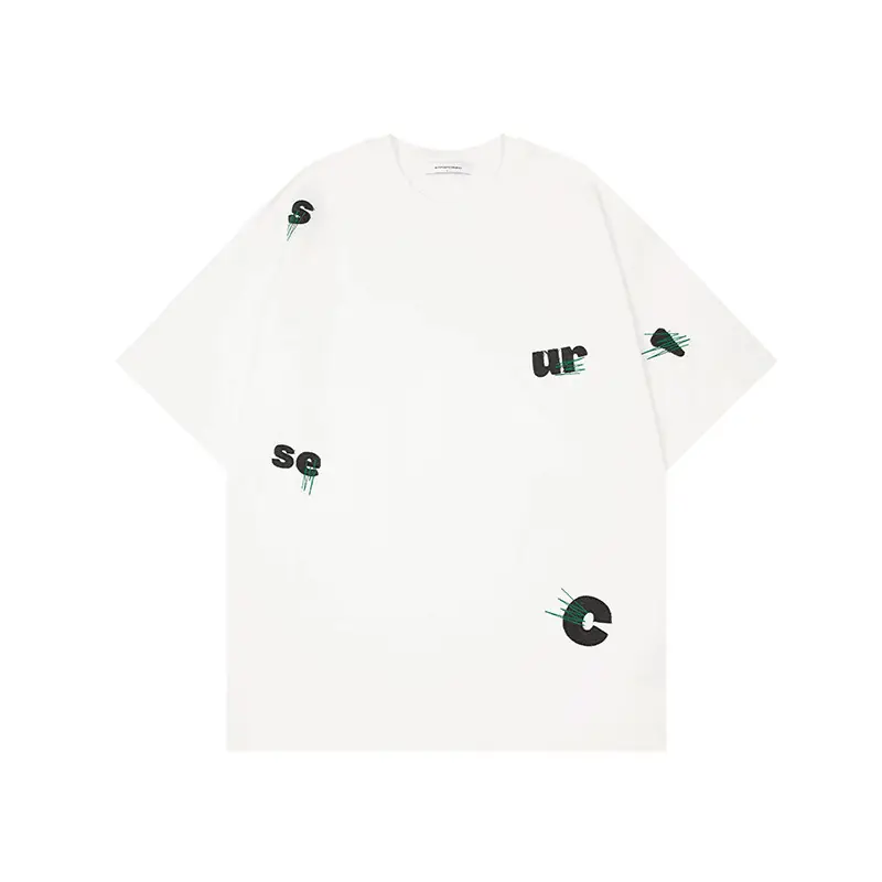 Men's Cotton Embroidery Simple Loose Leisure Pullover Short Sleeve Ins