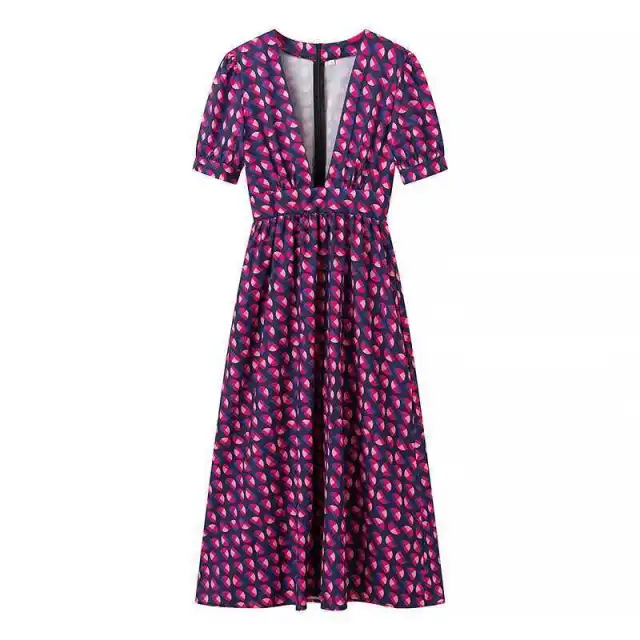 Women's V neck Split Elegant Lady Dress Dark Purple - Shop at LoveMi