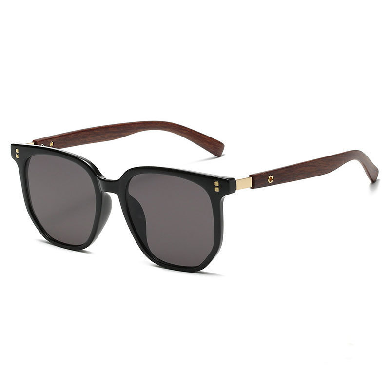 Fashionable Retro Polygonal Wood-grain Temple Arms, Stylish For Commuting And Easy To Match