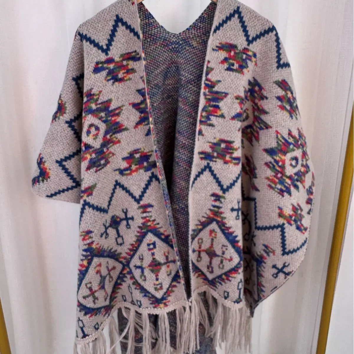 Womens Jacquard Loose-fit Knitted Cardigan Coat