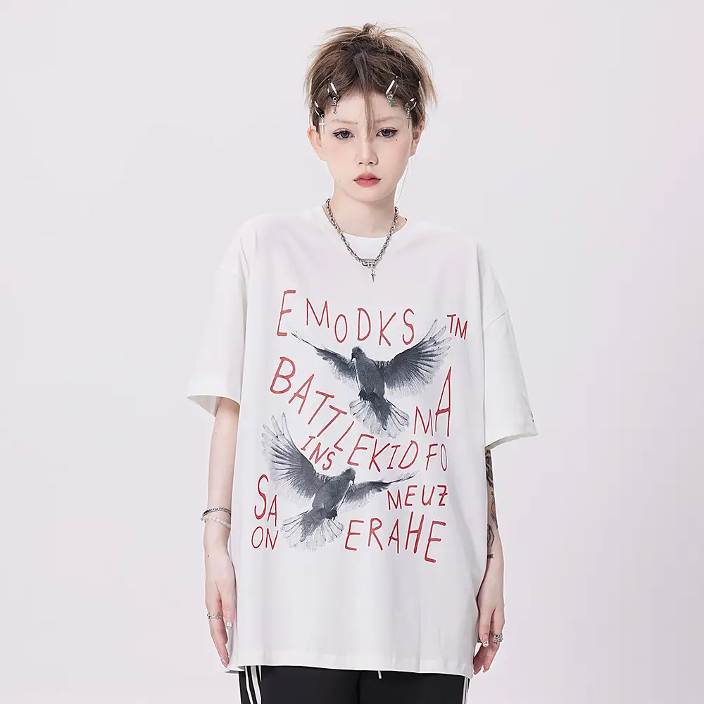 Peace Dove Bird Printed Short Sleeve