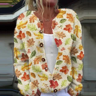 3D Digital Printing Cardigan Knitted Coat Imitation Sweaters Women's Clothing - 3 Style-Xl