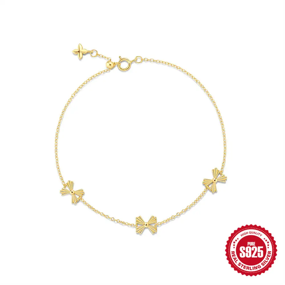 New Arrival S925 Sterling Silver Bow-Knot Diamond-Encrusted Versatile Bracelet