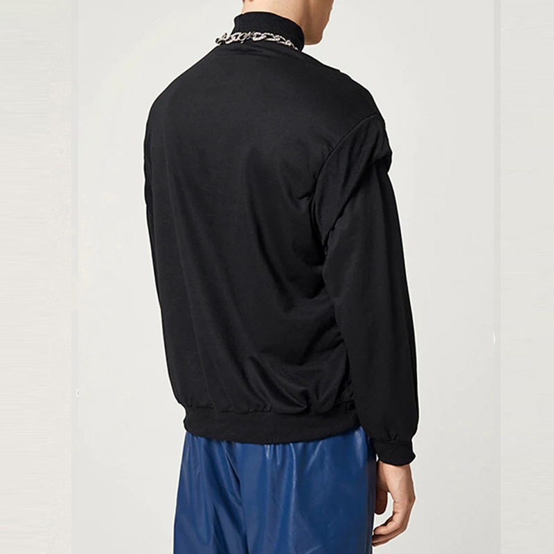 Mens Long-Sleeve T-Shirt With Drop Shoulder And Stand-Up Collar Sweater