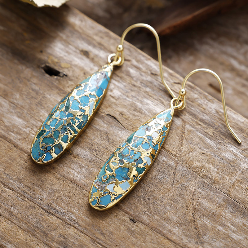 Women's Fashion Turquoise Long Drop Bohemian Earrings