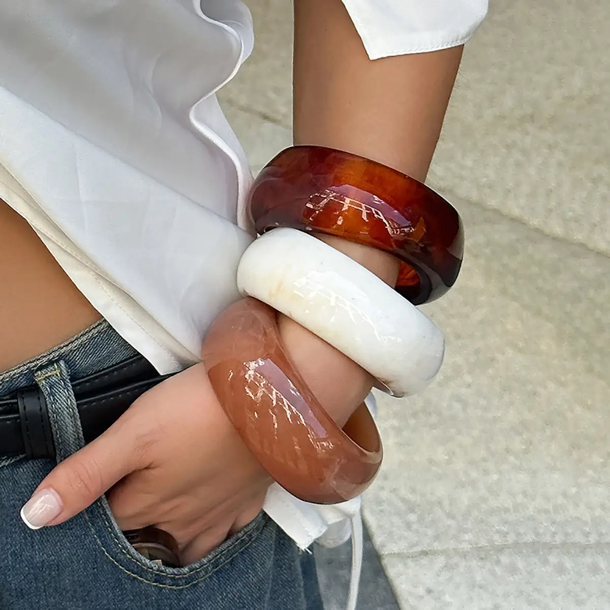 European And American Exaggerated Ins Style Translucent Color Wide Bracelet