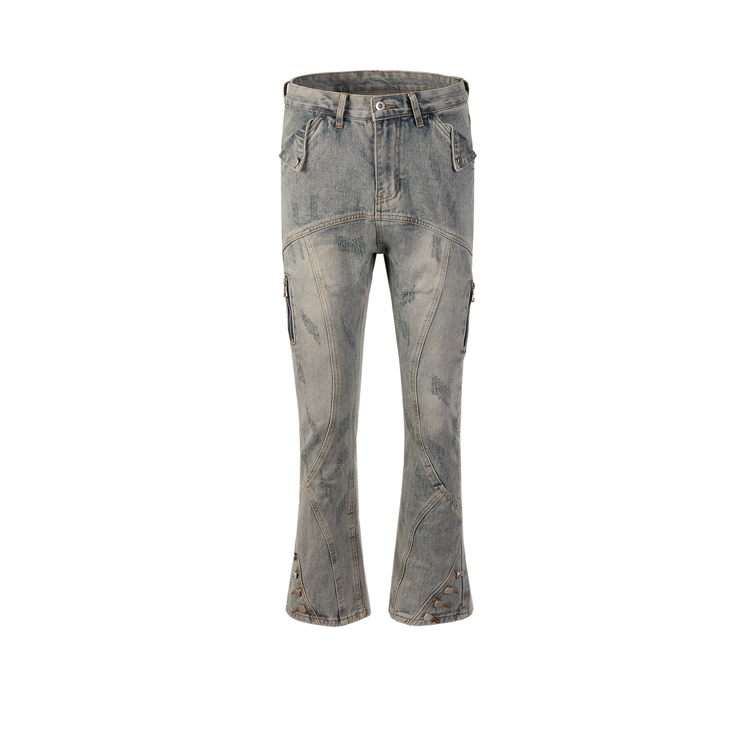 Women's Men's Button Zipper Decorations Trousers