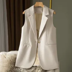 Women's Spring And Autumn Design Sense Vest Coat - Beige - View 1