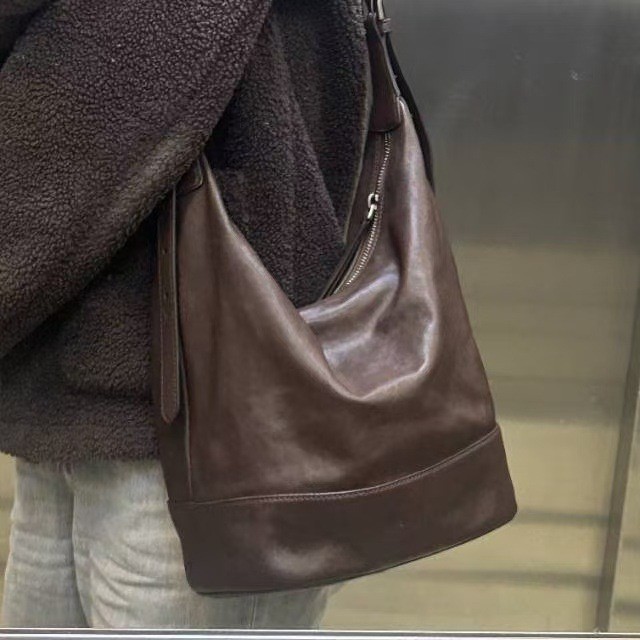 Leather Bucket Crossbody Bag, picture 3 of 6