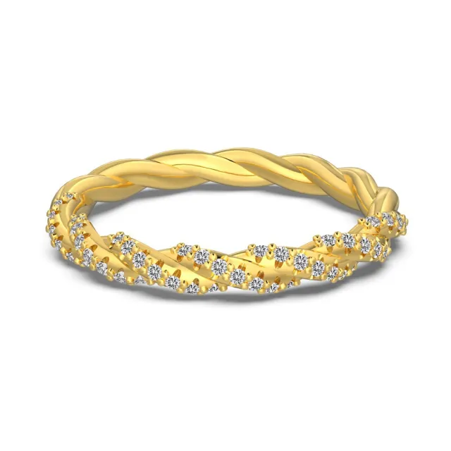 S925 Sterling Silver Ring Female Exquisite Twist Shape Zircon Gold - Shop at LoveMi