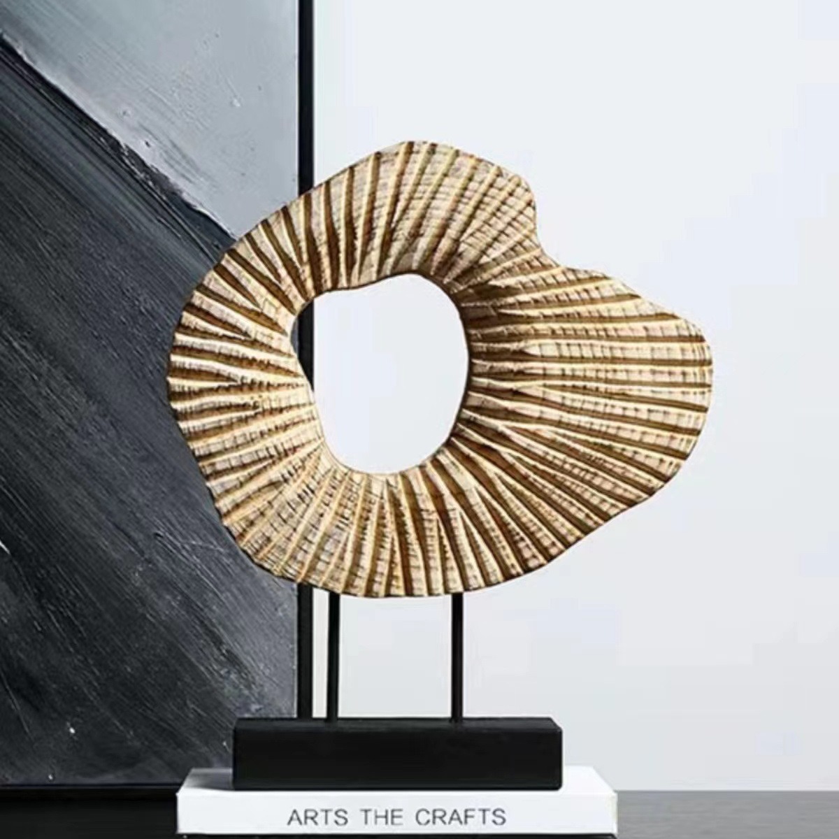 Modern Art Geometrically Distorted Yellow Resin