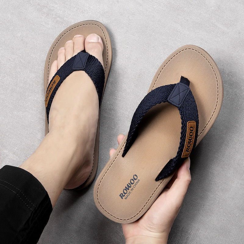 Mens Stylish Non-slip Fabric-strapped Beach Sandals For Outdoor Wear