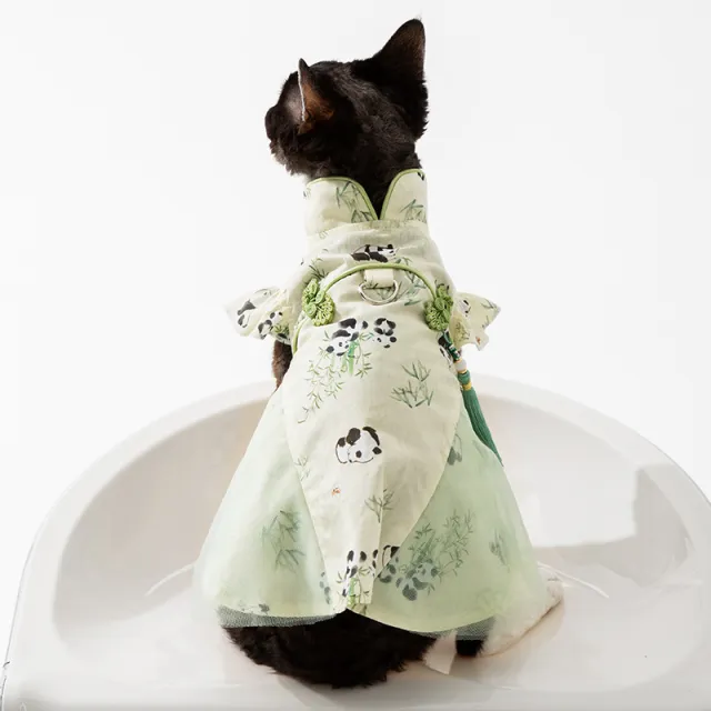 Panda Bamboo Leaf Couple Dress Hairless Cat Skirt National Style Tassel Dress - Shop at LoveMi