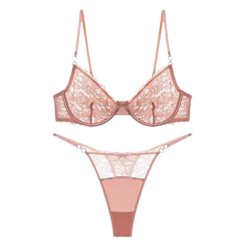 Ladies New French Lace Drill Buckle Anti-SAG Bra Suit - Image 4