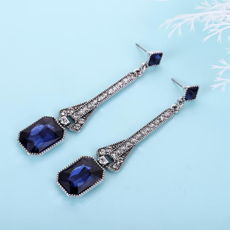 Fashion  Luxury All-match Alloy Diamond Square Gemstone Earrings