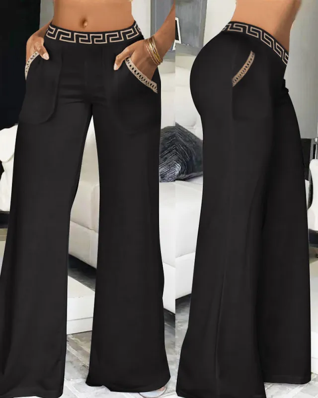 Women's Ribbon High Waist Wide Leg Pants Odf3497Q - Shop at LoveMi